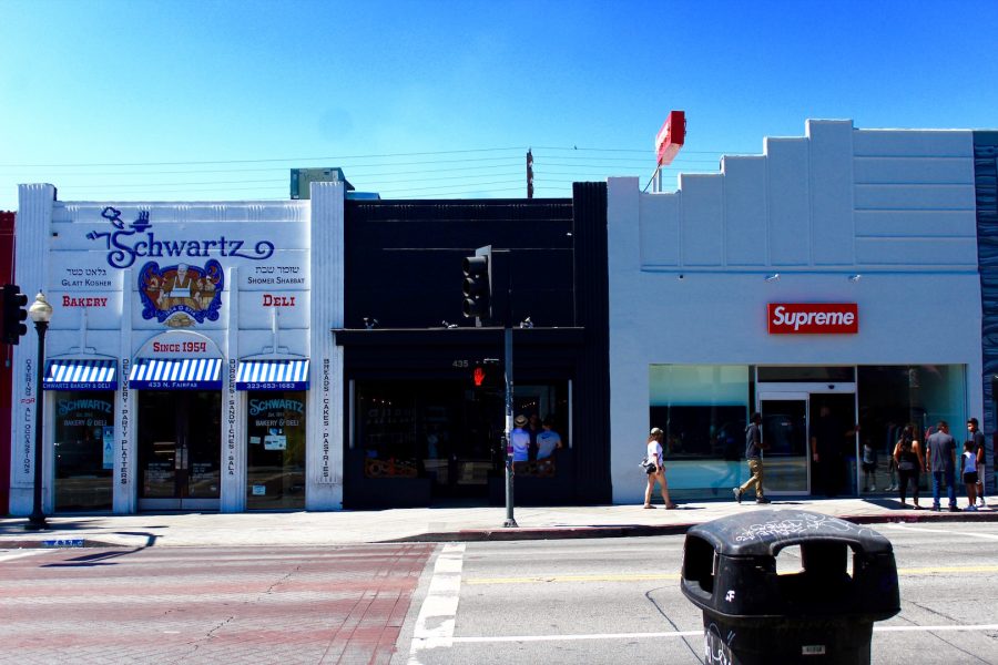 Clothing company Supreme resides next to historic Schwartzs Deli.
Photo by Avalon Cole