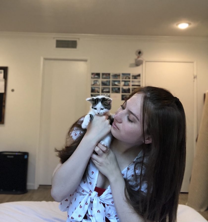LA Kittens founder Emily Schwartz with a rescued cat.